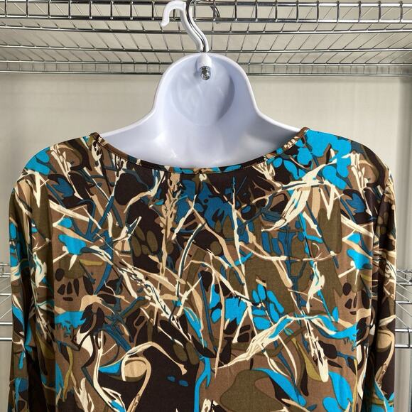 Vertigo‎ Women's Y2K Brown Turquoise Abstract Print Maxi Dress Size M Statement - Picture 11 of 12